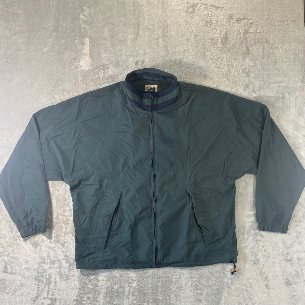 CUTTER & BUCK Windbreaker Mens Large Green Zip Up Jacket CB9451-10 Vintage Retro